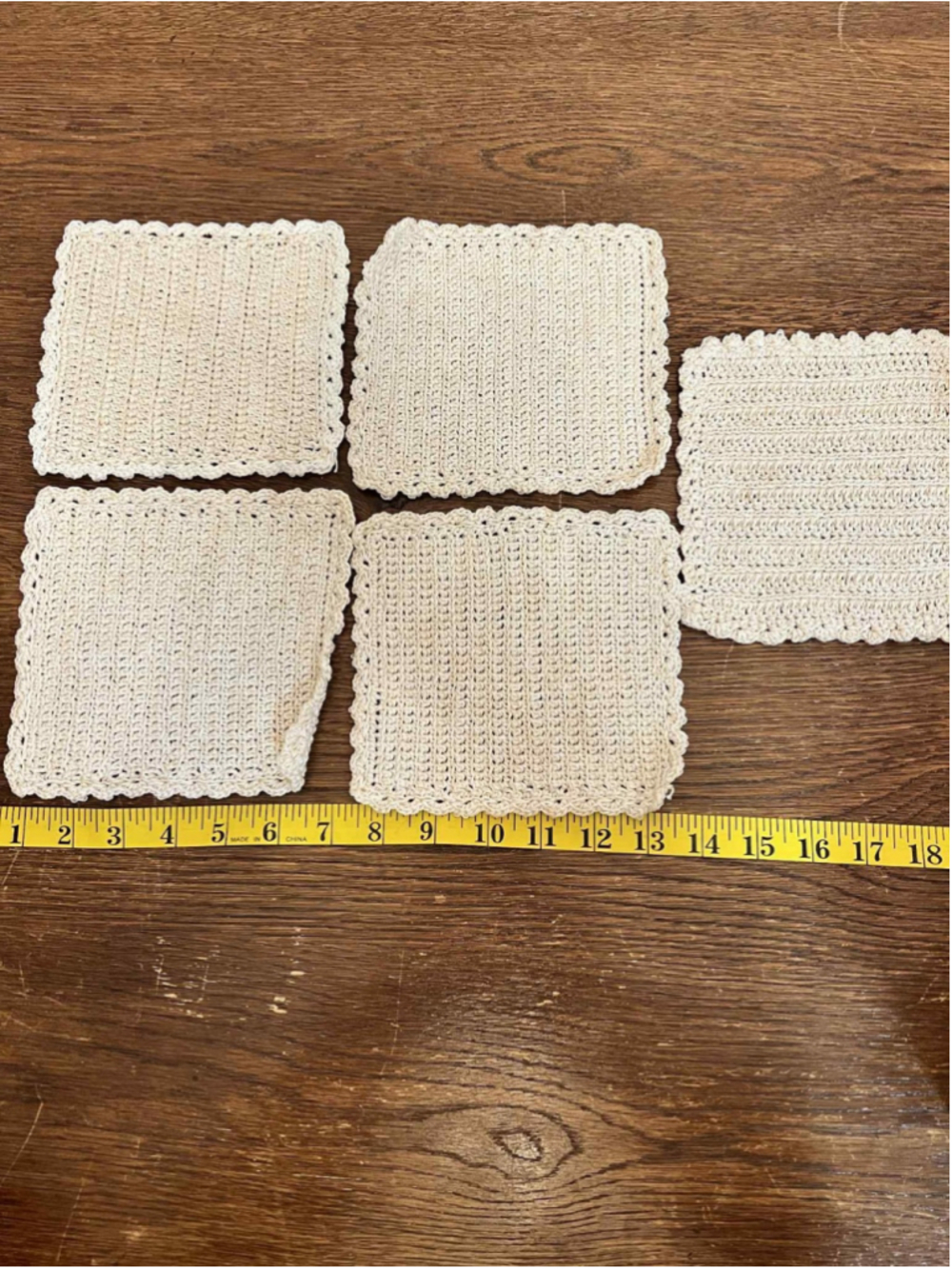 Set of 5 Hand Crocheted Cotton Scrubbies Eco Friendly Reusable Dish Wash Cloths